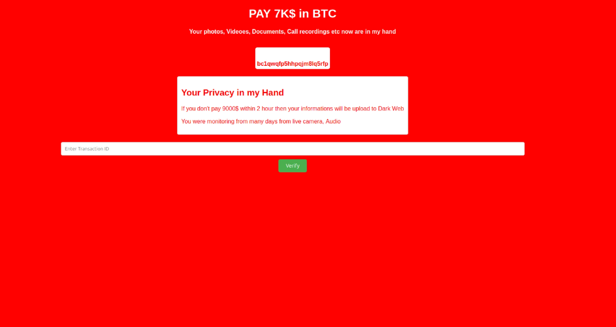 crypto.html ransom note displayed after clicking unlock.